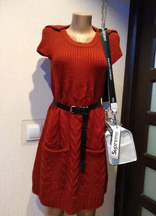 Теплое бордовое платье сарафан трапеция10 фото