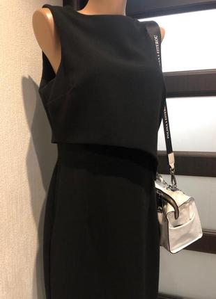Шикарне чорне плаття оригінальне міді сарафан3 фото