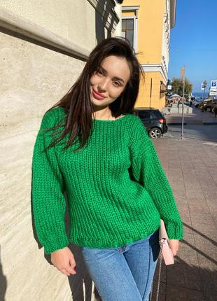 Зелёный свитер оверсайз5 фото