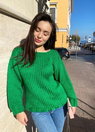 Зелёный свитер оверсайз6 фото