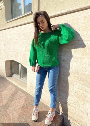 Зелёный свитер оверсайз7 фото