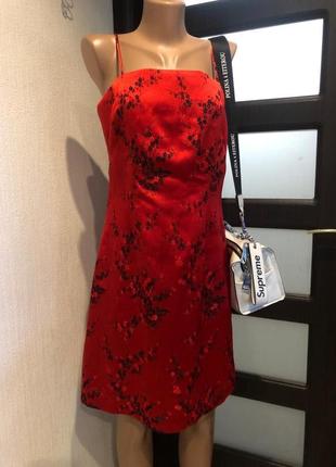 Шикарное вечернее красное платье сарафан2 фото