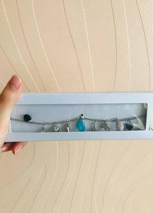 Браслет жіночий срібло-блакитний