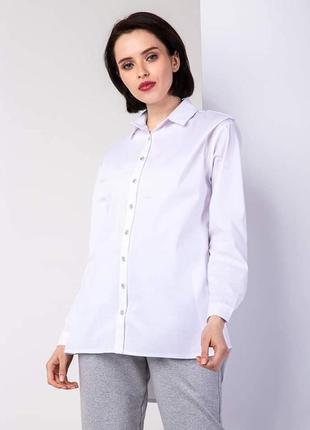 Класична подовжена котонова сорочка рубашка блузка8 фото