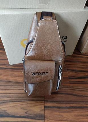 Мужской однолямочный рюкзак мужская сумка слинг через плечо бананка weixier