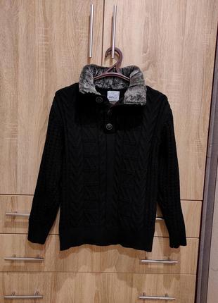 Теплий светр з хутром на горлі4 фото