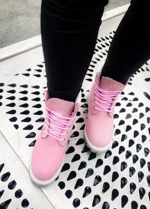 Ботинки жіночі зимні тімберленд timberland pink 🌺 ❄️6 фото