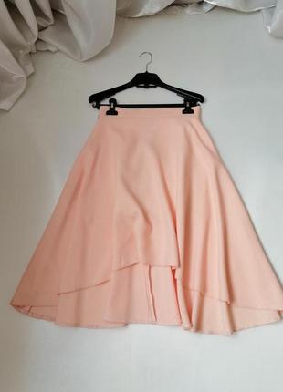 Шикарная юбка   сзади удлинённая из  фактурной ткани льняной
