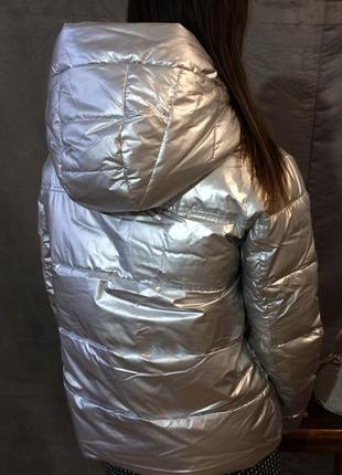 Куртка серебряная металлик4 фото