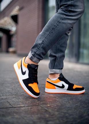 Nike air jordan 1 retro low black white orange 🧡, чоловічі кросівки найк джордан2 фото