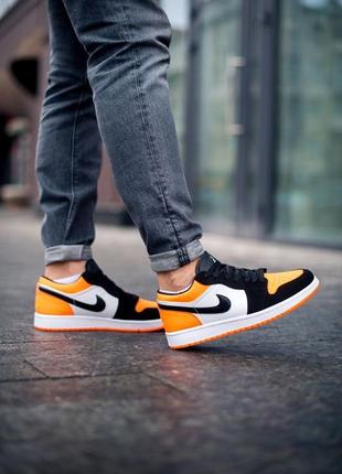 Nike air jordan 1 retro low black white orange 🧡, чоловічі кросівки найк джордан4 фото