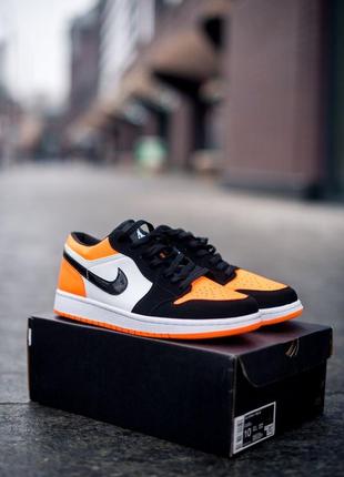 Nike air jordan 1 retro low black white orange 🧡, чоловічі кросівки найк джордан8 фото