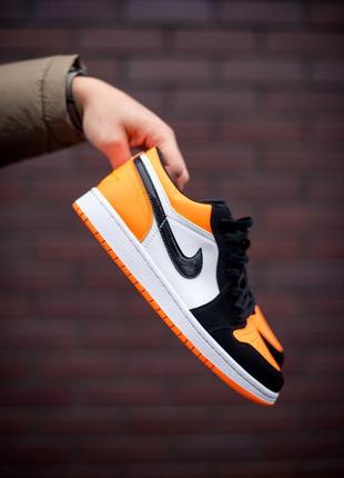 Nike air jordan 1 retro low black white orange 🧡, чоловічі кросівки найк джордан9 фото