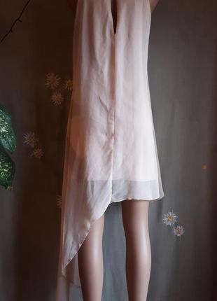 Брендовое платье boohoo  нюд  нарядное асимметрия беж нежное розовое летящее полная распродажа3 фото
