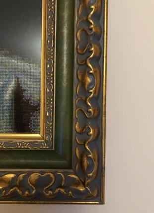 Набір з 3 шикарних вишитих картин, дерев‘яні рамки6 фото