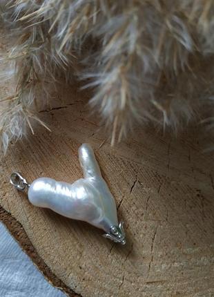 Срібна підвіска, кулон з бароковим перлами "вікторія"5 фото