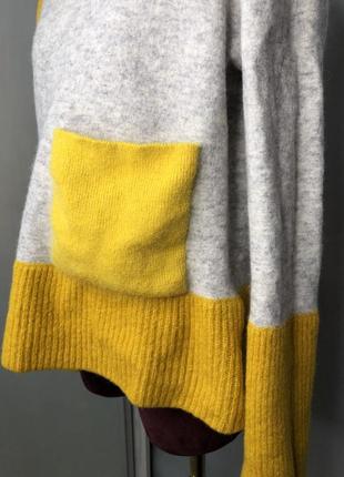 Cos шерстяной свитер тёплый яркий колорблок желтый меланж дизайнерский5 фото