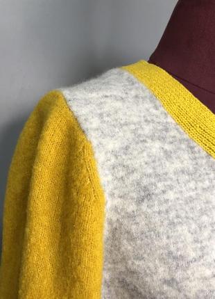 Cos шерстяной свитер тёплый яркий колорблок желтый меланж дизайнерский6 фото