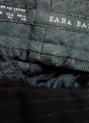 Офисные зауженные брюки в полоску zara basic6 фото