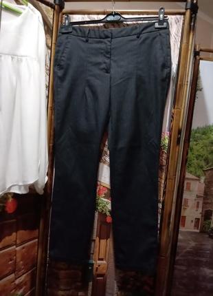 Офисные зауженные брюки в полоску zara basic2 фото