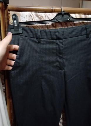 Офисные зауженные брюки в полоску zara basic4 фото
