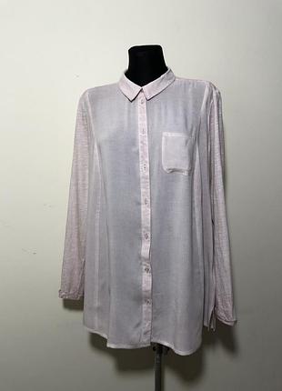 Блуза сорочка 48-50 віскоза бавовна рожева батал вільна базова сорочка світла рожева soccx великий розмір