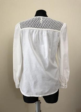 Блуза 42-44 белая хлопок вышивка кружево2 фото