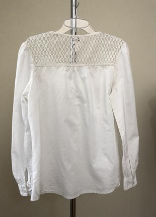 Блуза 42-44 белая хлопок вышивка кружево7 фото