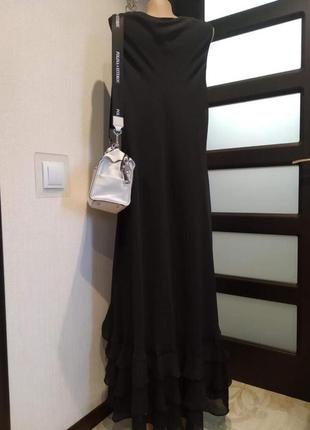Шикарное свободное прямое черное платье макси4 фото