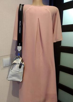 Свободное прямое розовое платье мини4 фото
