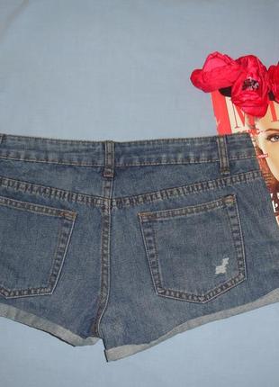 Шорты женские джинсовые размер 44 /10 короткие  синие с дырками4 фото