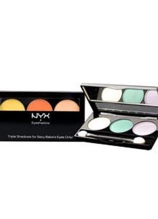 Тіні для повік nyx professional makeup тріо теплие відтінки жовтої персиковий