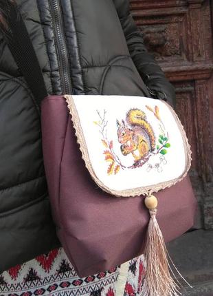 "білка" жіноча сумка. бохо.3 фото