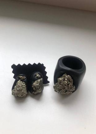 Украшения с натуральным камнем серьги и кольца