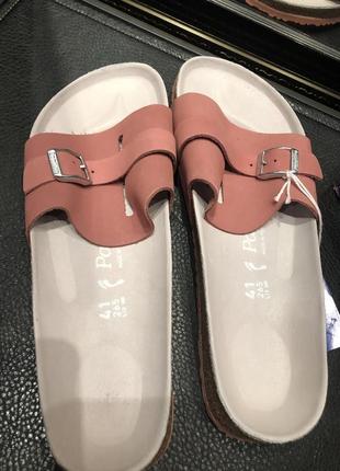 Сланцы, шлепки  birkenstock carmen natural leather rose.  оригинал.кожа8 фото