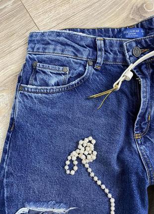 Pull&bear крутые стильные джинсы на высокой посадке и потертостями 🔥9 фото