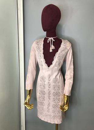 Odd molly вязанная платная туника кружевное платье пудра розовое9 фото
