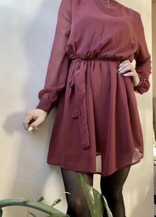 Шифоновое платье с поясом