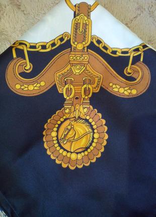 Итальянский платок , принт "конская сбруя", 88х88 см.3 фото