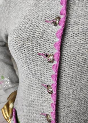 Австрийский винтажный кардиган с вышивкой и эдельвейсами р.6-8 (xs-s)3 фото