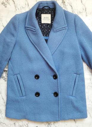 Шерстяное голубое пальто шерстяне пальто1 фото
