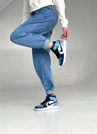 Женские кроссовки nike air force 1 retro patent blue