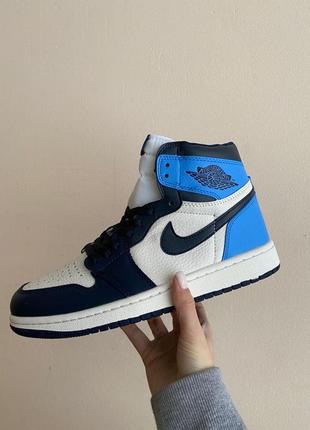 Женские кроссовки nike air jordan 1 retro blue