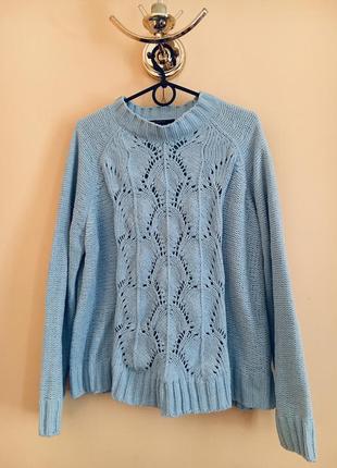 Батал большой размер стильный голубой тёплый мягкий свитер свитерок кофта