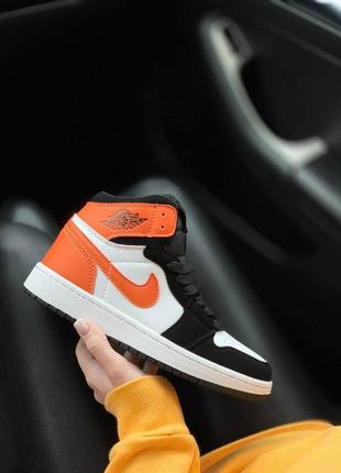 Nike air jordan 1 mid black white orange🆕шикарні кросівки🆕купити накладений платіж