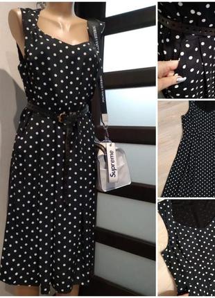Легке тонке чорне плаття в горошок
