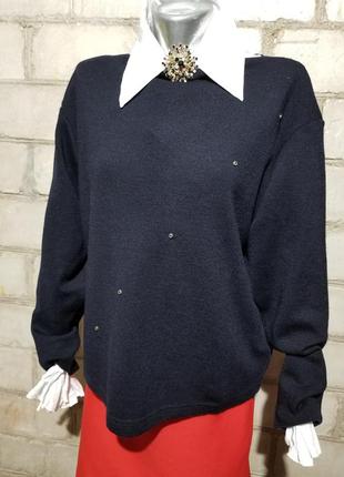 Свитер шерстяной пуловер головина лодочка декор6 фото