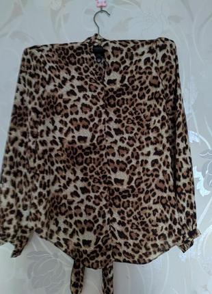 Блуза леопардовая с шарфиком3 фото