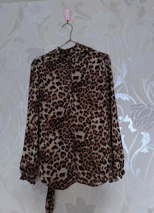 Блуза леопардовая с шарфиком4 фото