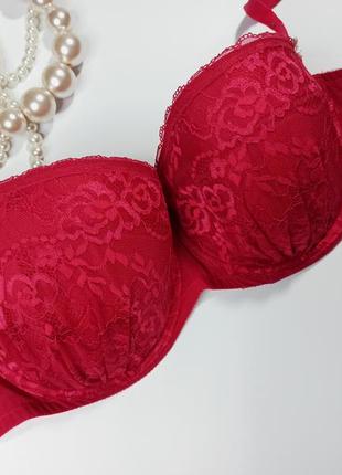 38g / 85h чудесный кружевной бюстгальтер балконет красного цвета от ann summers